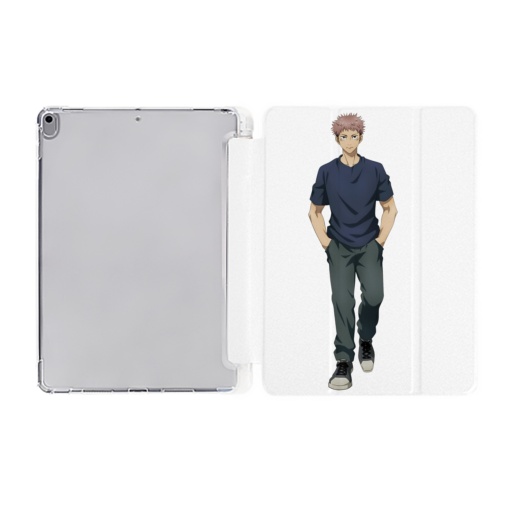 （画像用） 呪術廻戦 Jujutsu Kaisen IPad ケース ペン収納付き 三つ折りスタンド PUレザー×シリコン 対応機種9.5/10.5/10.9インチ